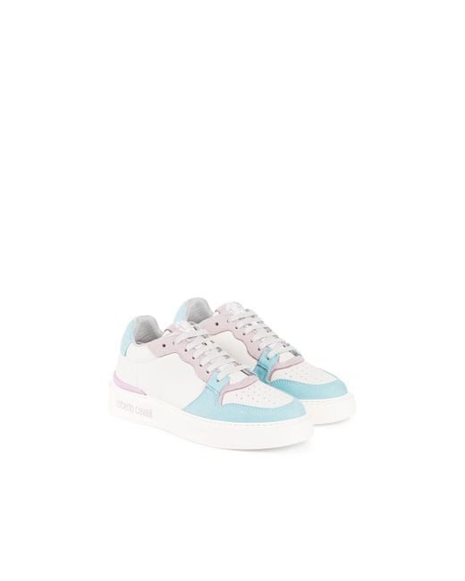 Roberto Cavalli White Rc Monogram-Print Sneakers