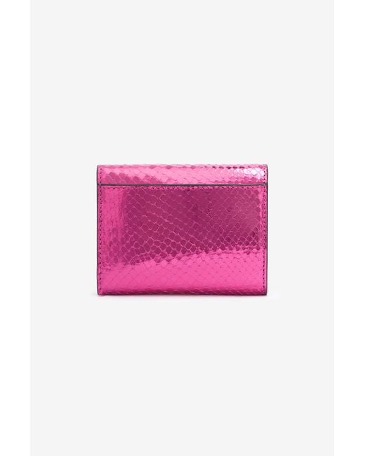 Roberto Cavalli Pink Snake Scale-Effect Metallic Wallet