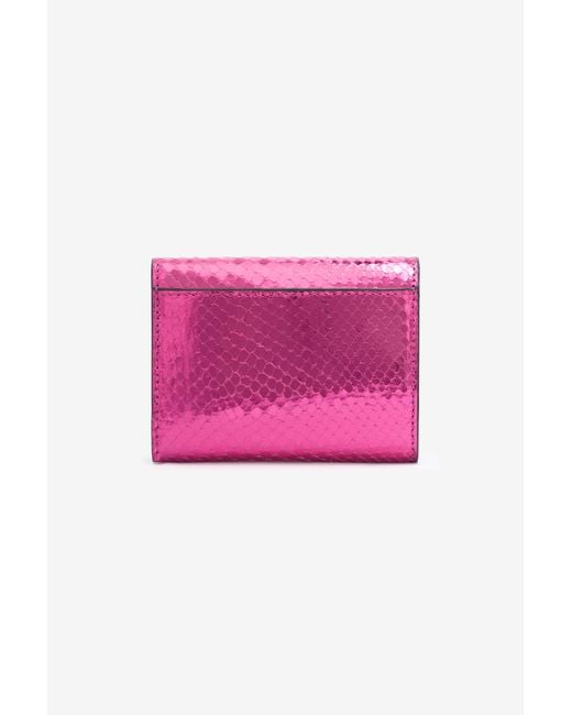 Roberto Cavalli Pink Snake Scale-Effect Metallic Wallet