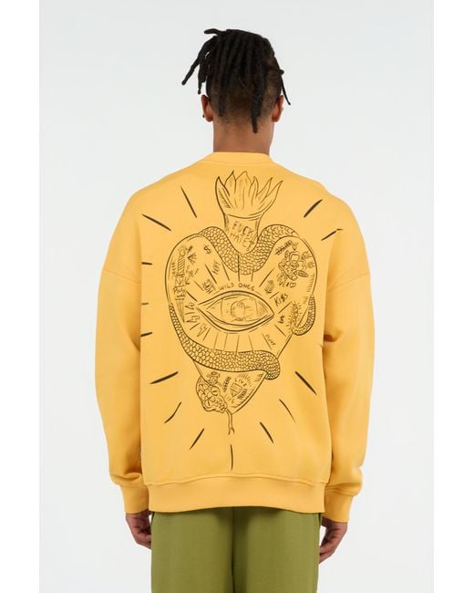Roberto Cavalli Orange Tattoo Heart Print Sweatshirt for men