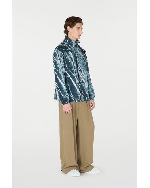 Roberto Cavalli Blue Marble-Print Bomber Jacket for men