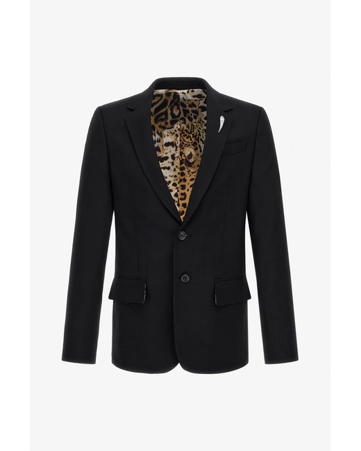 Roberto Cavalli Black Two Button Blazer With Fang for men