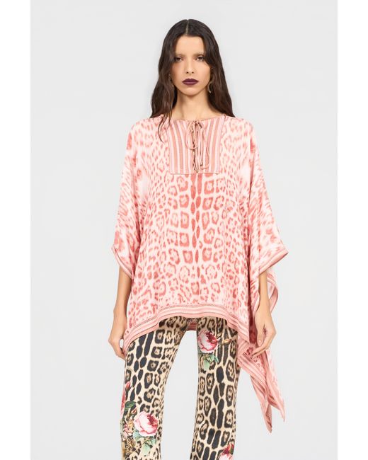 Roberto Cavalli Pink Jaguar Print Kaftan
