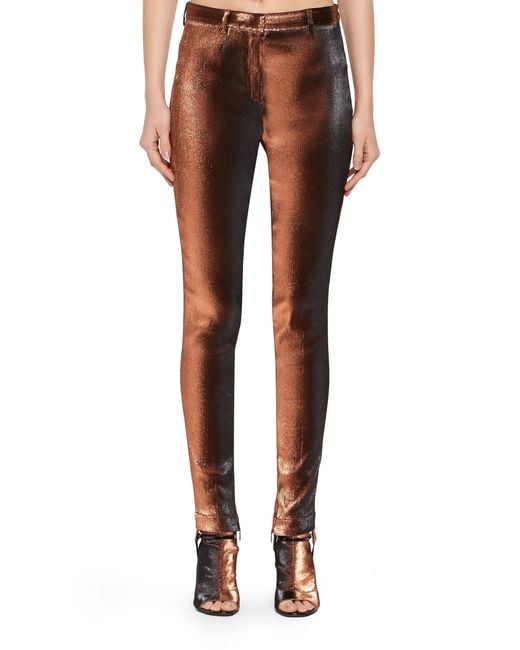 Roberto Cavalli Red Metallic Stretch Lurex Solid Trousers