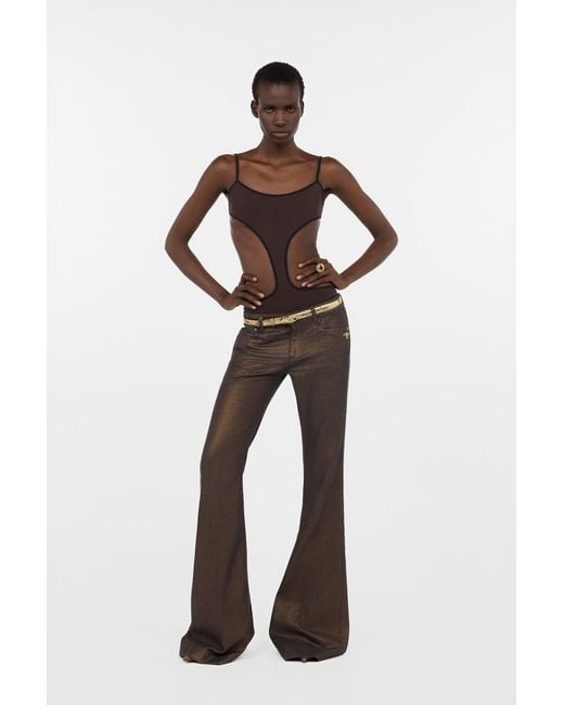 Roberto Cavalli Brown Bronze And Flared Jeans