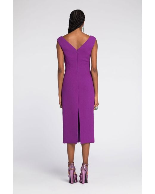 Roberto Cavalli Purple Wollkleid Mit Spiegelschlange