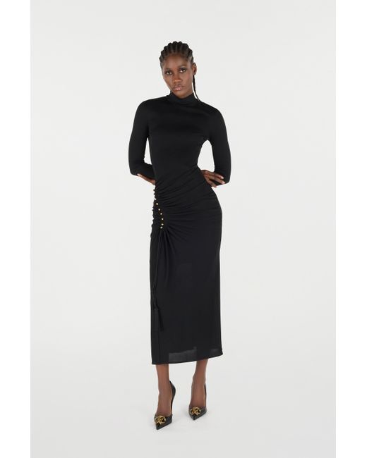 Roberto Cavalli Black Long Dress With Ruffle Detail