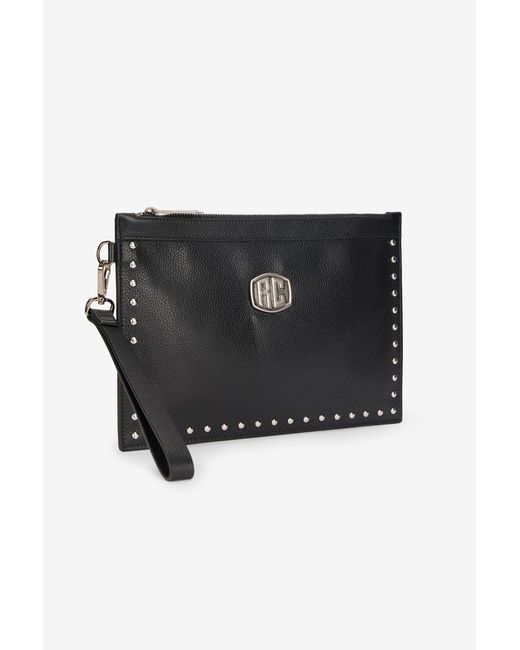 Roberto Cavalli Black Flat Clutch With Studs for men