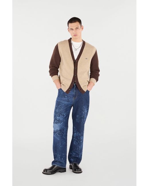 Roberto Cavalli Natural Cardigan With Rc Monogram Patch for men