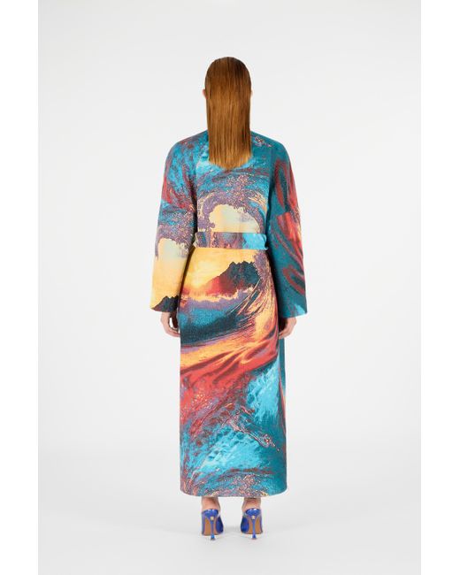 Roberto Cavalli White Itaca Print Coat With Belt