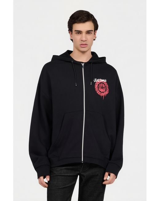 Roberto Cavalli Black Hoodie Sweatshirt With Logo for men