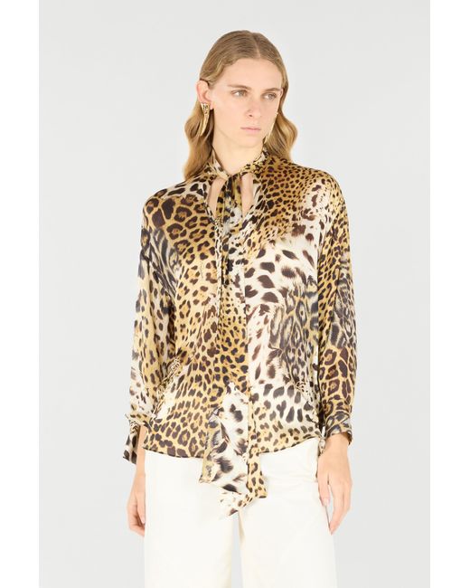 Roberto Cavalli Natural Shirt With Jaguar Skin Print