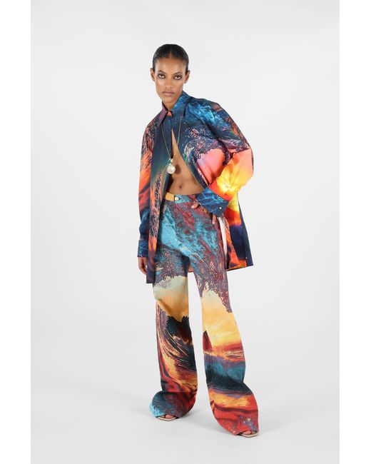 Roberto Cavalli Blue Itaca Print Dress