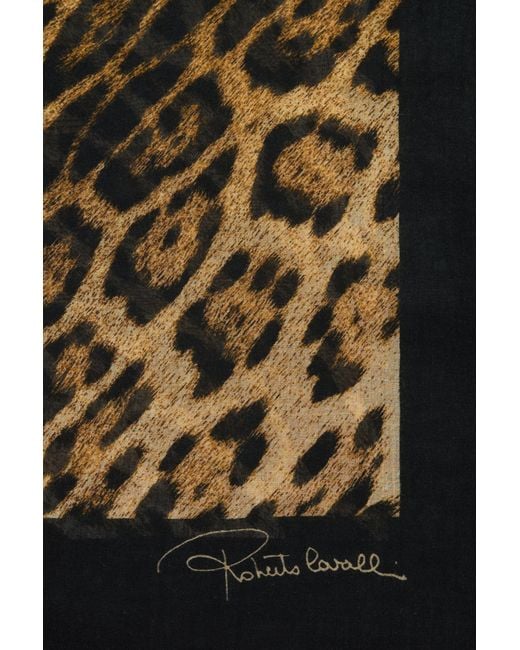 Roberto Cavalli Metallic Jaguar Print Modal Cashmere Scarf