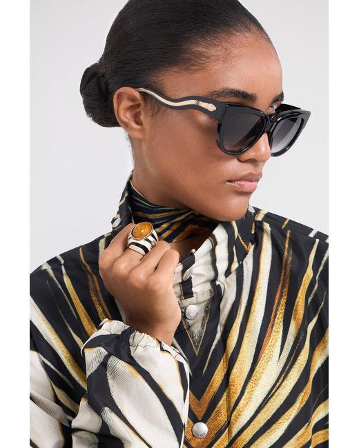 Roberto Cavalli Black Enameled Metal Ring