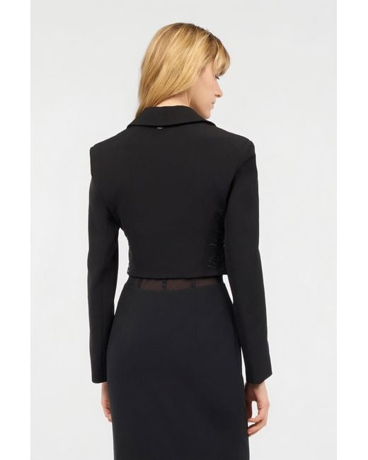 Roberto Cavalli Black Dress With Mini Rhinestone-Detailed Zebra Design