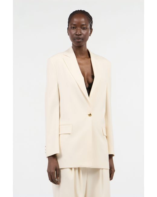 Roberto Cavalli Natural Cream Blazer With Logo Detail