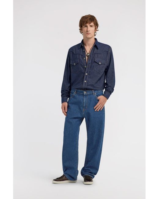 Roberto Cavalli Blue Jeans Shirt for men