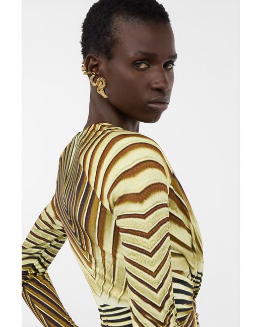 Roberto Cavalli Multicolor Extra-Long Dress With Iside Print