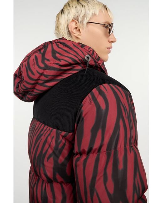 Roberto Cavalli Red Zebra Print Down Jacket for men
