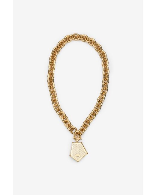 Roberto Cavalli White Grobmaschige Halskette Mit Anhänger