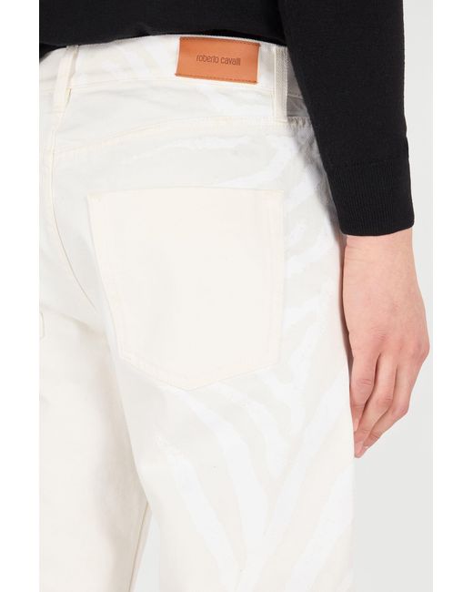 Roberto Cavalli White Printed Five-Pocket Pants for men