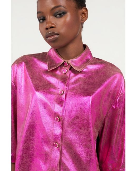 Roberto Cavalli Pink Shiny Lurex Shirt