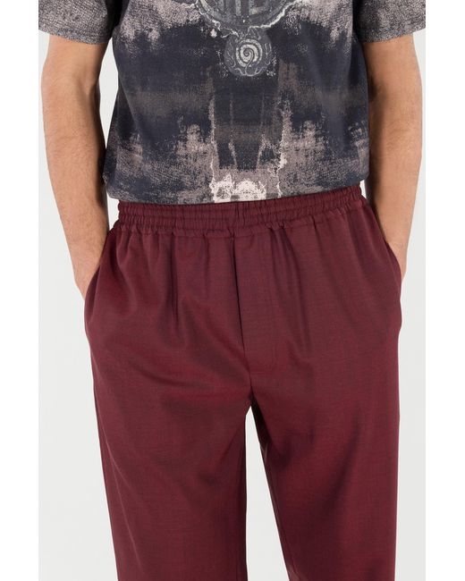 Roberto Cavalli Red Loose Virgin Wool Pants for men