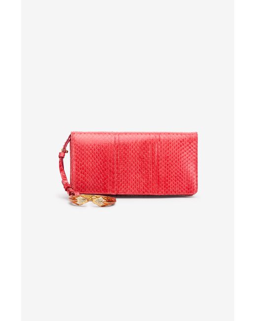 Roberto Cavalli Red Serpentine Pochette Coral