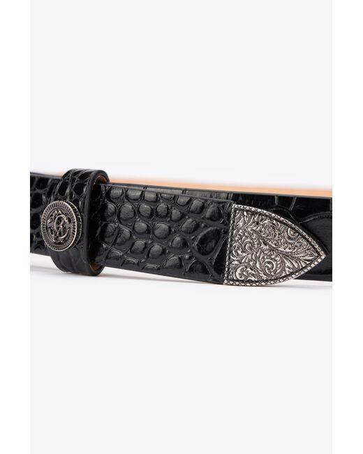 Roberto Cavalli Multicolor Leather Belt With Mirror Snake Monogram for men