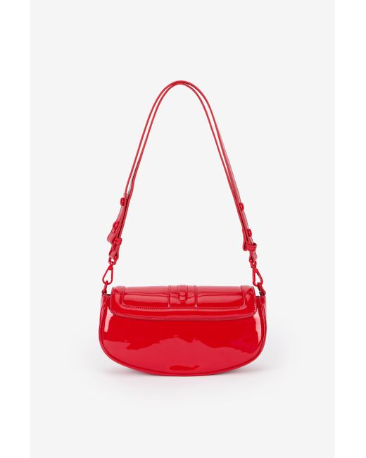 Borsa A Spalla Rossa Lucida Con Logo di Roberto Cavalli in Red