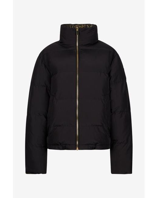 Roberto Cavalli Black Leopard Jacquard Print Reversible Puffer Jacket