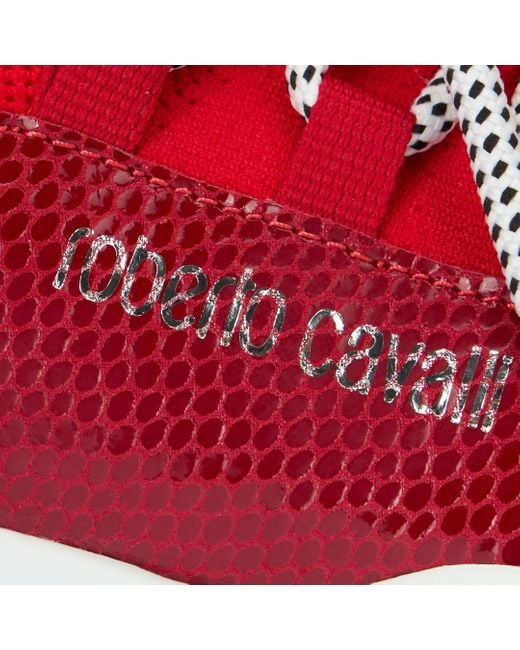 Roberto Cavalli Red Sneakers With Snake-Effect Inserts