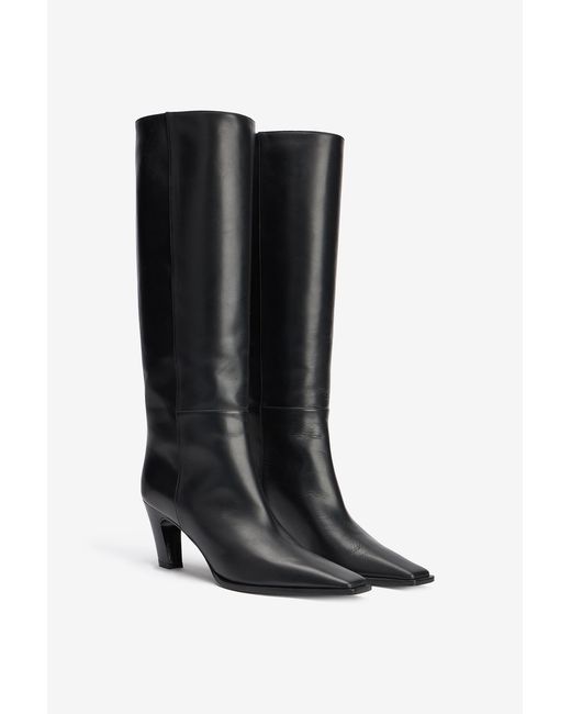 Botas De Piel Con Monograma Mirror Snake Roberto Cavalli de color Black