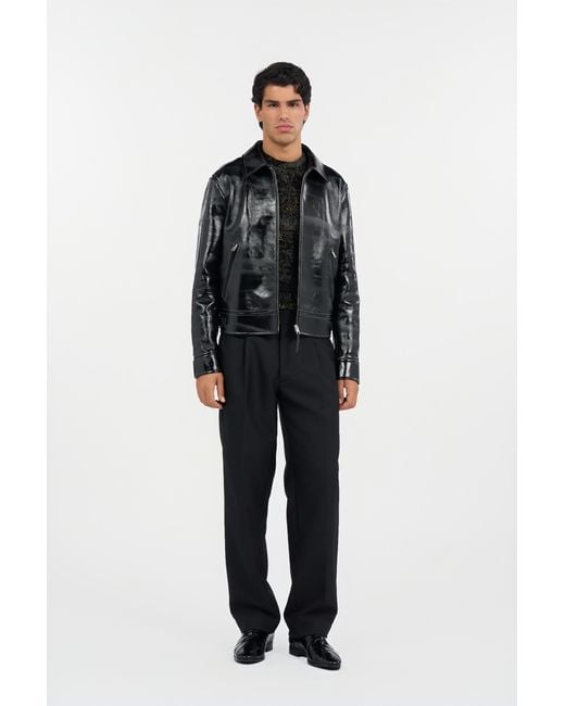 Roberto Cavalli Black Leather Jacket for men