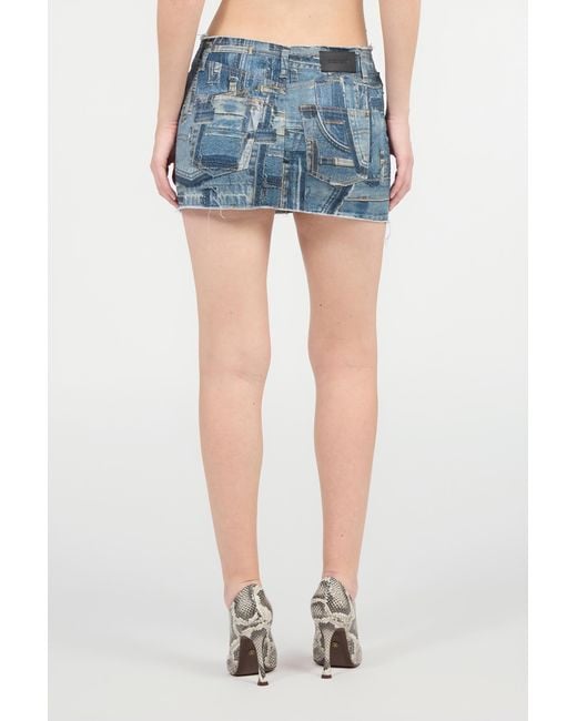 Roberto Cavalli Blue Patchwork Capsule Collection Denim Mini Skirt