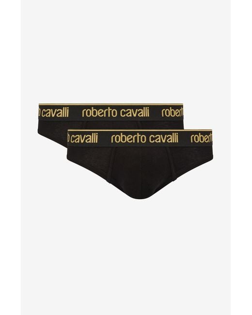 Roberto Cavalli Black Set Of Two Briefs With Logo Band for men