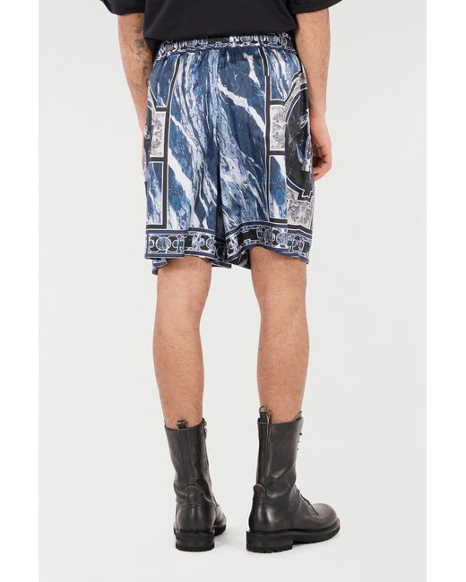 Roberto Cavalli Blue Short With Marble Print And Accents for men