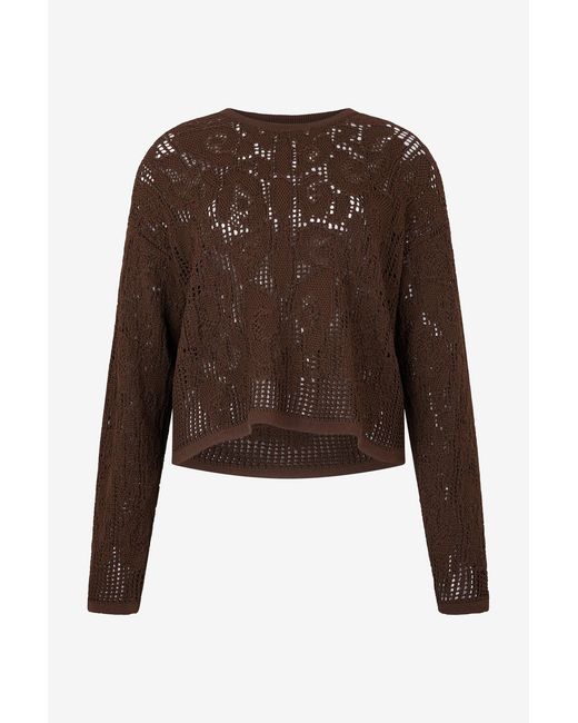 Roberto Cavalli Brown Crochet Effect Sweater