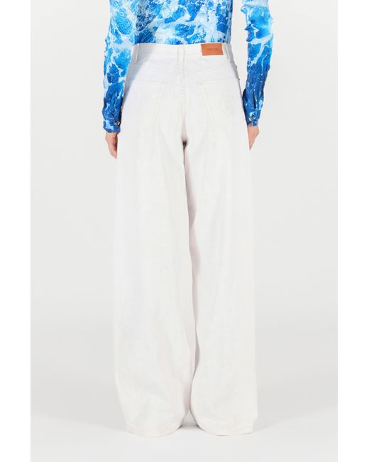 Roberto Cavalli White Jeanshose Mit Weitem Bein