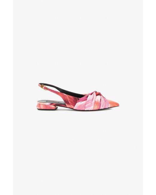 Roberto Cavalli Pink Le Pettegole Slingback With Plumage Print