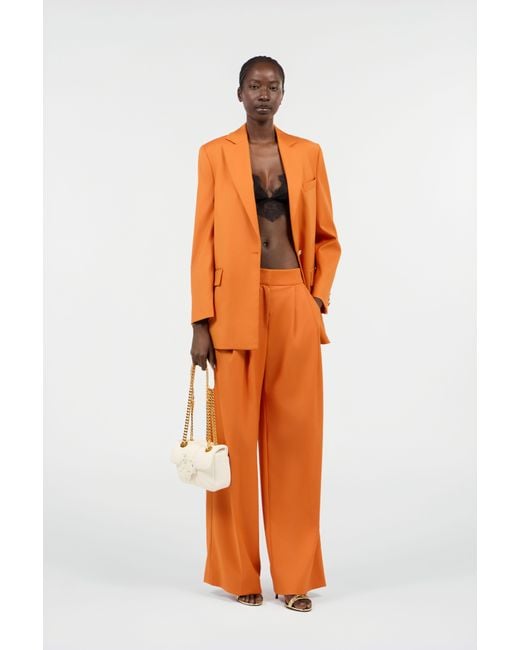 Roberto Cavalli Orange Wide-Leg Trousers With Cut-Out
