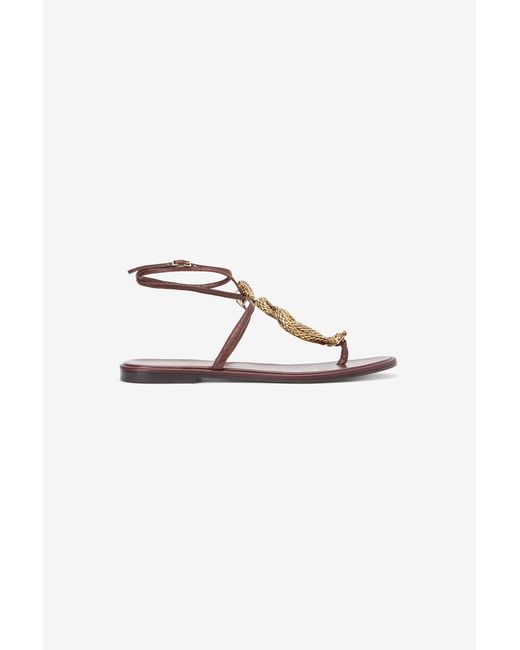 Roberto Cavalli Multicolor Flat Thong Sandals With Snake Motif