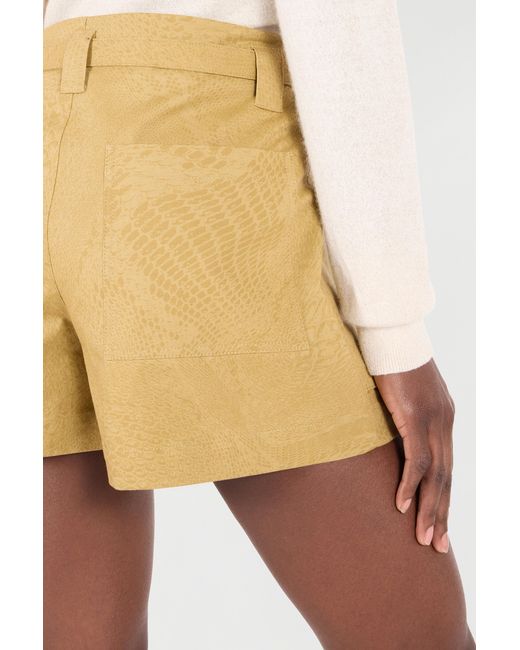 Roberto Cavalli Yellow Shorts Mit Gürtel Und Print Python