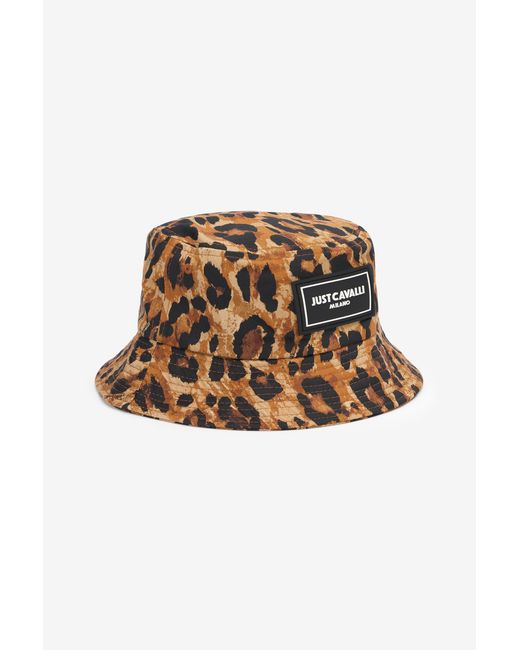 Roberto Cavalli Natural Leopard Print Cotton Hat for men