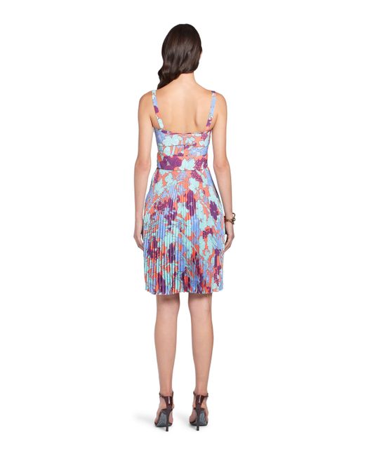 Roberto Cavalli White Seidenkleid Mit Summer Garden Print