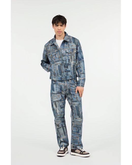 Roberto Cavalli Blue Capsule Collection Patchwork Denim Jacket for men