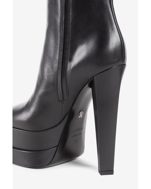 Roberto Cavalli Black Plateaustiefel Aus Leder
