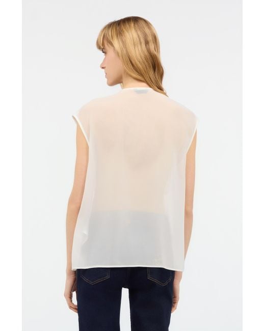 Roberto Cavalli White See-Through Sleeveless Top