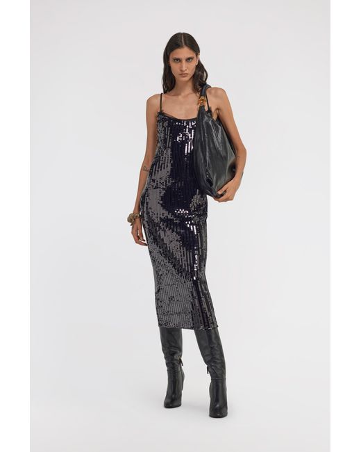 Roberto Cavalli Blue Sequined Midi Dress